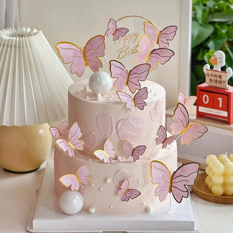 Decorations Romantic Butterflies Cake Toppers-HA00737-Veeddydropshipping