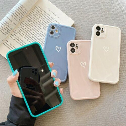 Case For iPhone 14 13 Pro Max 12 11 X XR 7 8 Plus Cute Love Heart Silicone Cover-PA00133-Veeddydropshipping