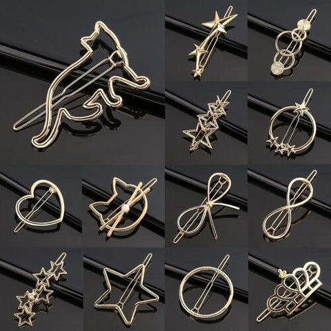 Women's Girls Geometric Metal Hair Clips-WF01073-Veeddydropshipping