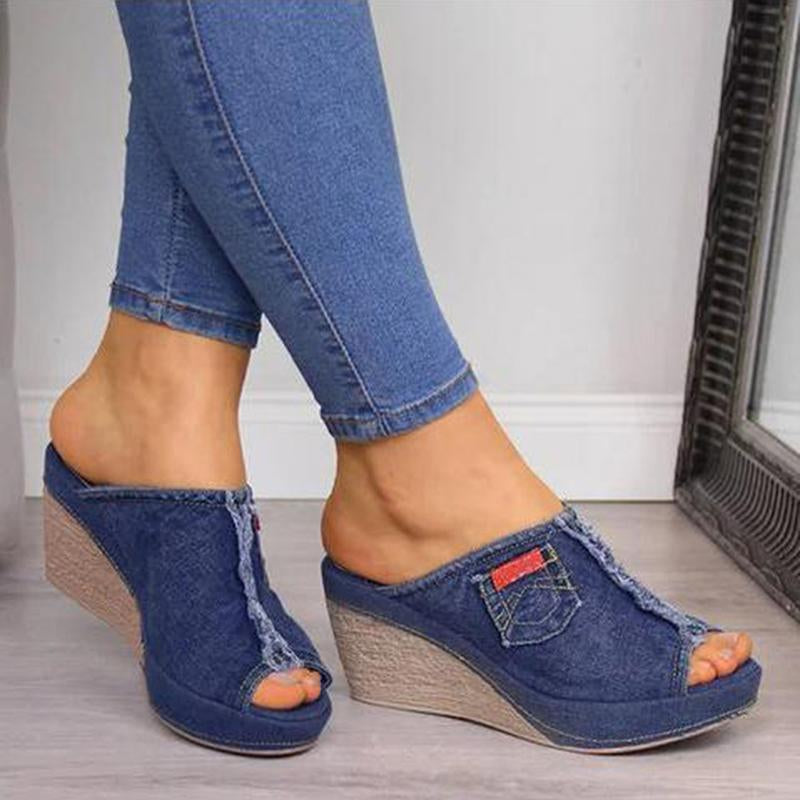 With Heels Stylish Womens Blue Cowboy Comfortable-BS00886-Veeddydropshipping