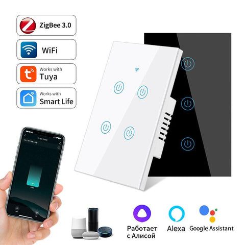 Zigbee WiFi Wall Touch Light Switch Control Smart Life 110V 220V Interruptor-CE00652-Veeddydropshipping