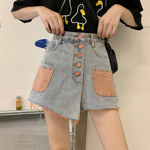 Shorts Skirts Women Denim Shorts High Waist-WF00610-Veeddydropshipping