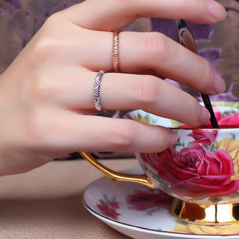 18k Pure Gold Ring Rose White Unisex Men Women Lover -JW00124- Veeddydropshipping