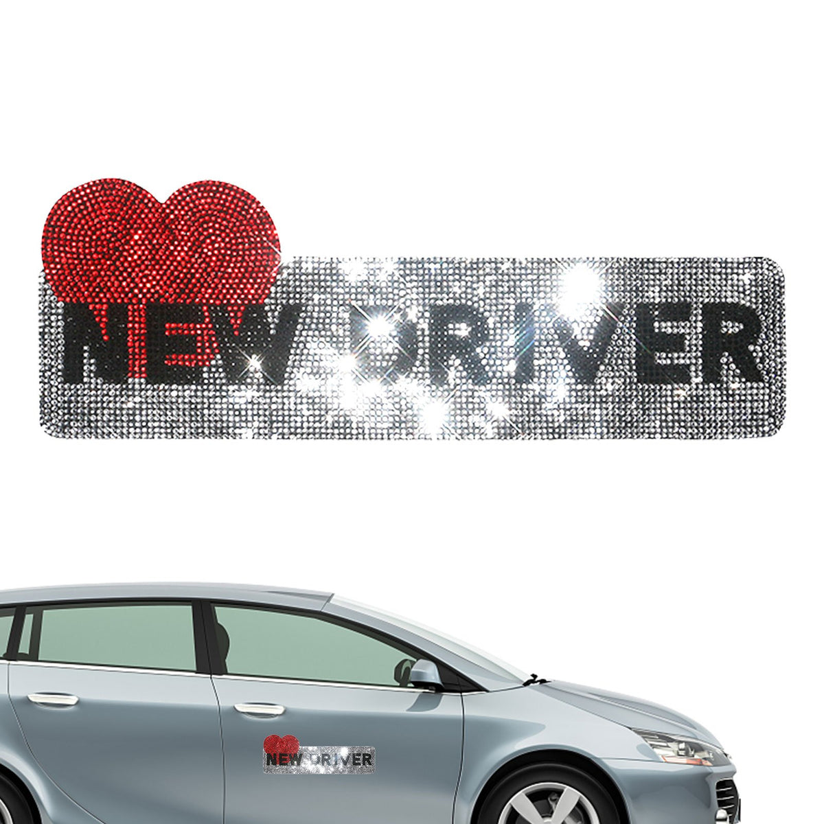 Dazzling Rhinestone Safety Sign For Student Teen Driver-AM00908-Veeddydropshipping