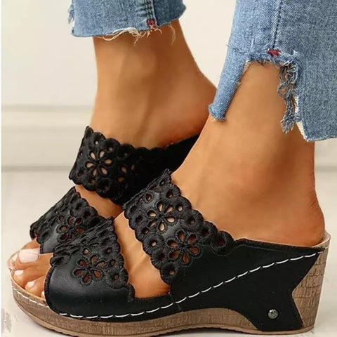 Sandals Shoes Woman Pointed Toe Wedge Shoes Slip On Fish-BS00861-Veeddydropshipping