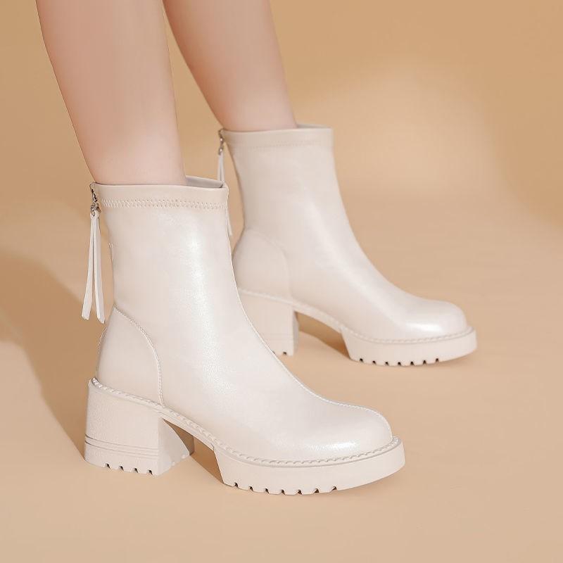 Platform Brown Black Beige White Ankle Boots for Women-BS00929-Veeddydropshipping