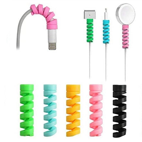 10 Pcs Spiral Cable Protector Silicone Data Line Protective Winder For Iphone Android USB Charging-PA00859-Veeddydropshipping