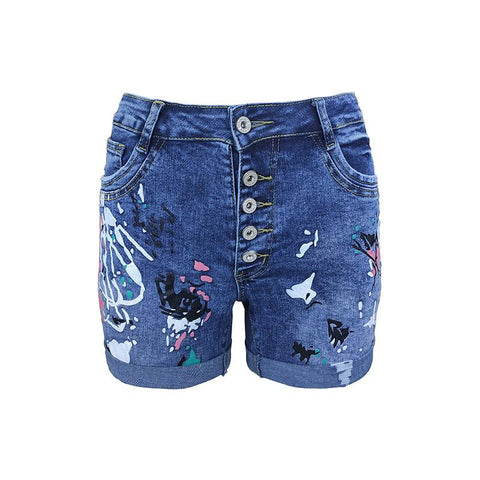 Women jeans high-waisted denim shorts-WF00476-Veeddydropshipping