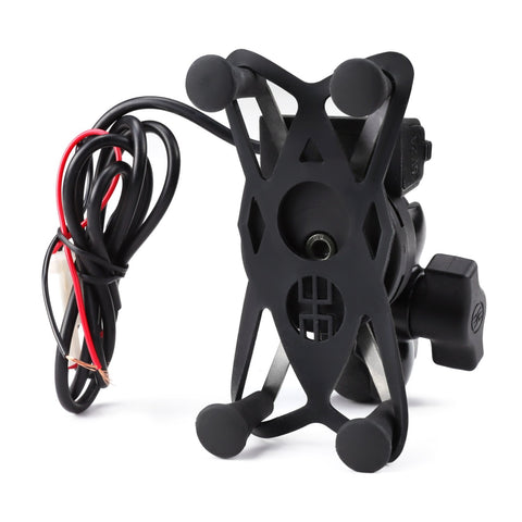 Motorcycle Mobile Phone Holder Mount With USB Charger 360 Degree Rotation Adjustable-PA00520-Veeddydropshipping