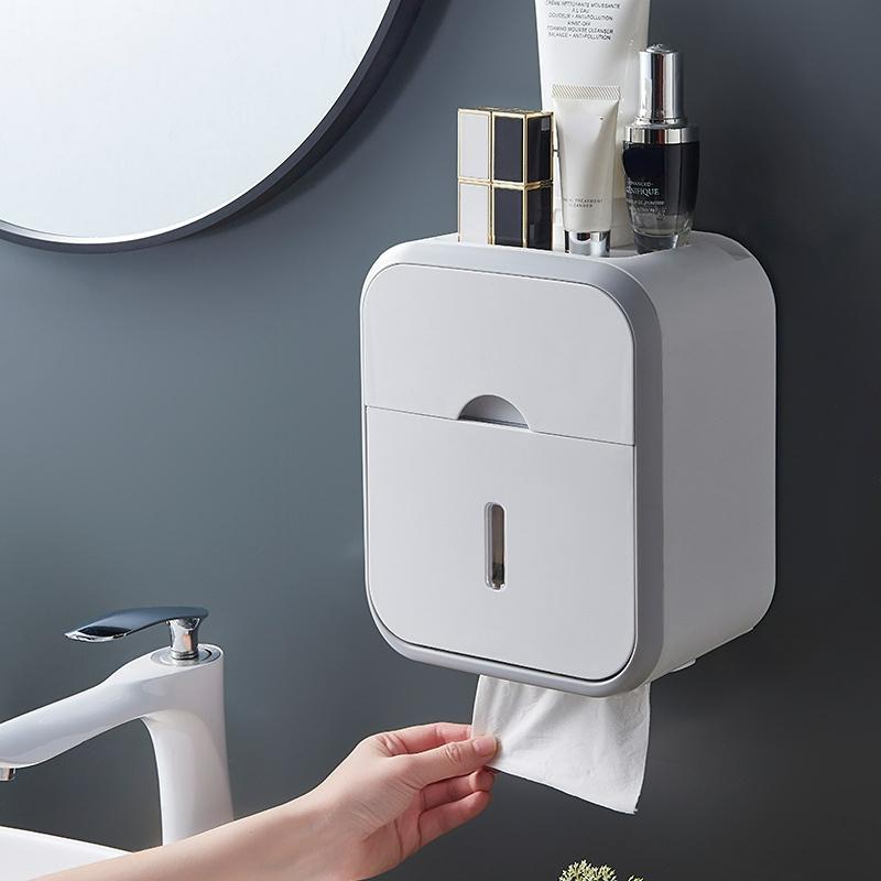 Punch-free Toilet Paper Holder Box Waterproof-HA01043-Veeddydropshipping