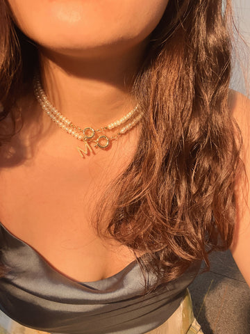 Fashion Letters Chain Freshwater Pearl Necklace Baroque Pearl  -JW00151-Veeddydropshipping