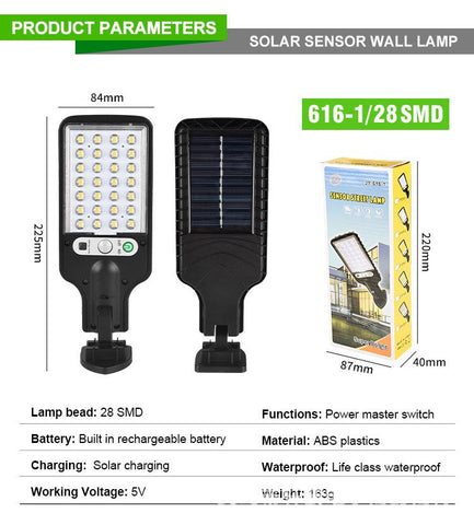 LED Solar Lamp Outdoor Waterproof Motion Sensor Wall Lamp with 3 Modes-TI00804-Veeddydropshipping