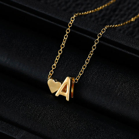 Heart A-Z Initial Letters Pendant Necklace For Women-JW01242-Veeddydropshipping
