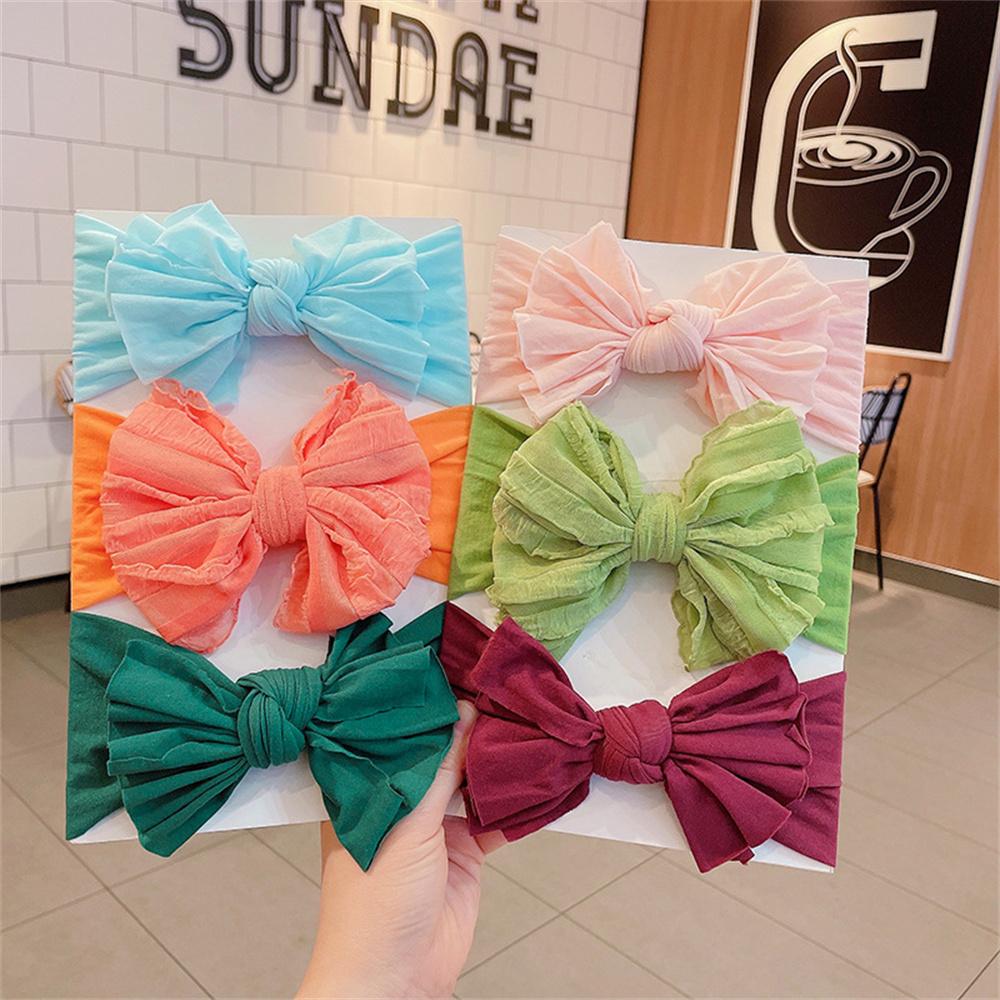 3Pcs/Set Solid Colors Baby Bow Headband For Newborn Kids Nylon-TB00450-Veeddydropshipping