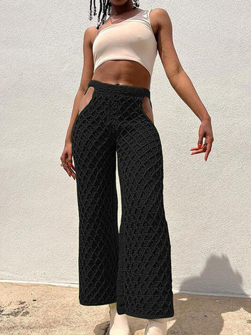 Sexy Cut Out Knitted Loose Pants Women-Veeddydropshipping