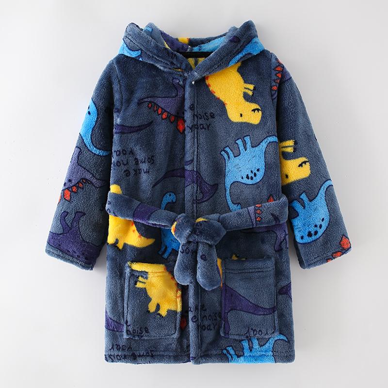 Cartoon Bathrobe For Children Flannel Long Sleeve Hooded Kids-TB01055-Veeddydropshipping