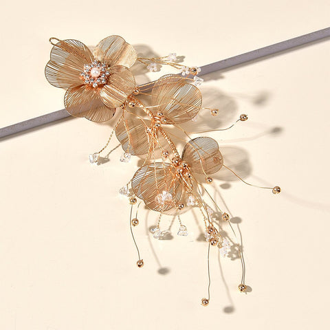 Flower Hairband Bridal Jewelry Pearl Crystal Elegant  -JW00546-Veeddydropshipping