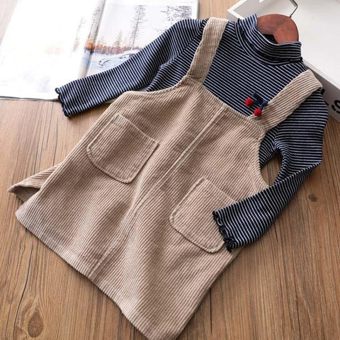 Autunm Winter Corduroy Girls Sundress Loose Braces Dress Baby Girl-TB00905-Veeddydropshipping