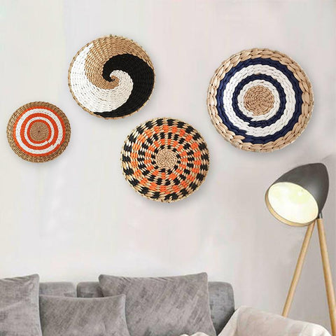Straw Round Wall Decoration Pendants Creative-HA00211-Veeddydropshipping
