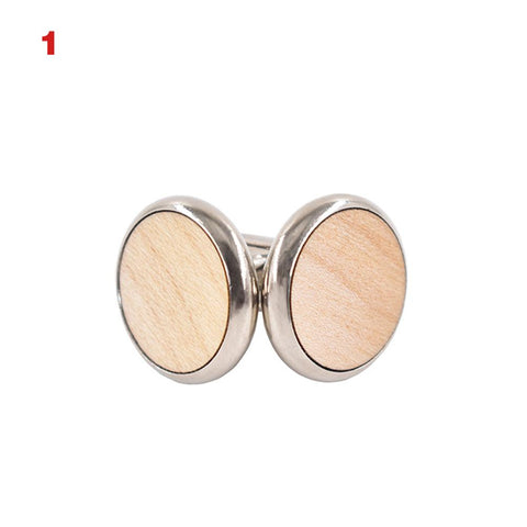1 Pair Trendy Round Walnut Wood Cufflinks Cuffs Men Shirt -JW01315-Veeddydropshipping