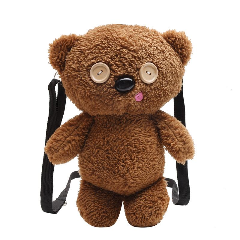 NEW Button Bear Baby Plush Backpack Children's Plush Bear Toy Bag-TB00026-Veeddydropshipping