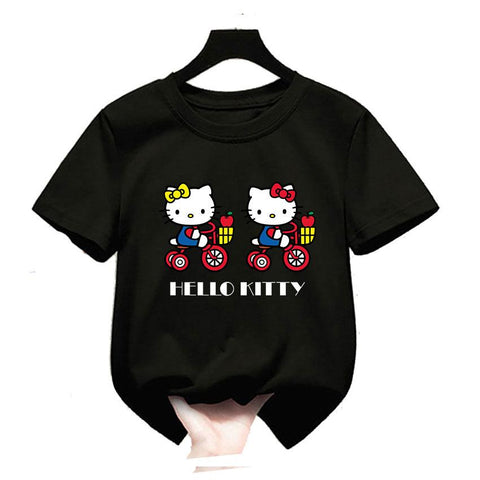 Kawaii Hello Kitty T Shirt Cartoon Short sleeve Boys Girls Harajuku-TB00957-Veeddydropshipping