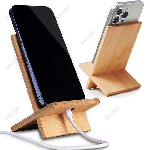 Bamboo Cell Phone Stand for Desk with Charging Hole, Removable Wooden Phone Holder-PA00532-Veeddydropshipping