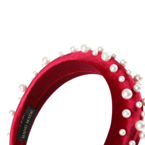 Ladies Pearls Padded Hair Band Accessories-WF01102-Veeddydropshipping