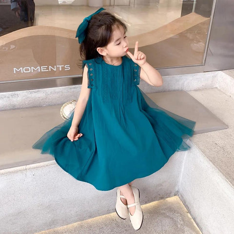 baby girl dresses summer solid cotton sleeveless dress for girls 2-10 year-TB00858-Veeddydropshipping