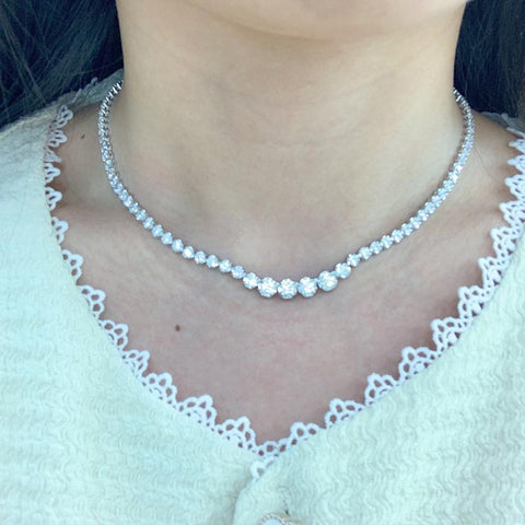 100% 925 Sterling Silverr Moissanite Tennis Necklac-JW00101-Veeddydropshipping