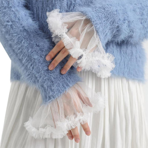 Women Fake Flared Sleeves Blouse Wrist Warmers-WF01164-Veeddydropshipping
