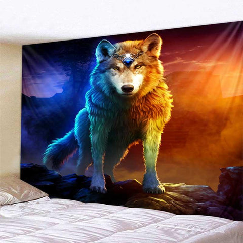 Fantasy wolf tapestry wall hanging room decoration-HA00224-Veeddydropshipping