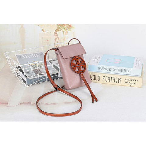 phone bag first layer cowhide shoulder bag vertical small-BS00197-Veeddydropshipping