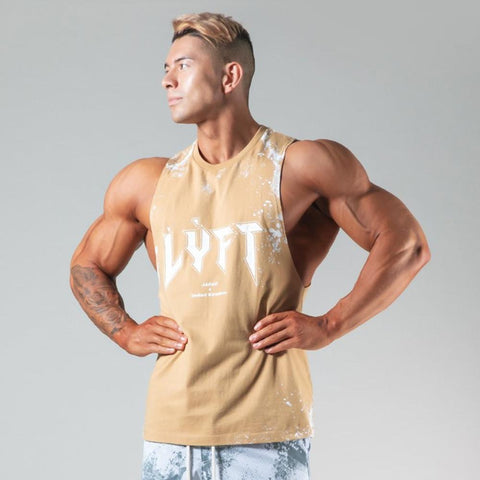 Summer Casual Print Sleeveless Shirt Men Gym-MF00052-Veeddydropshipping