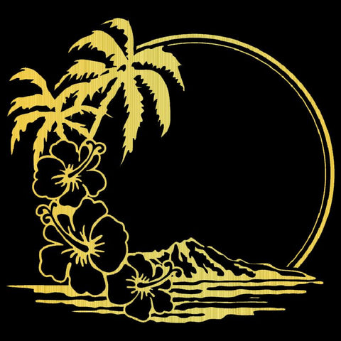 Hibiscus Palm Trees Car Stickers Vinyl Decal for Window Wall-AM00897-Veeddydropshipping
