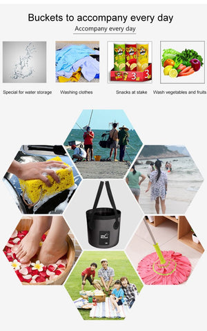 Foldable Bucket Outdoor Travel Water Storage Bag-HA01099-Veeddydropshipping