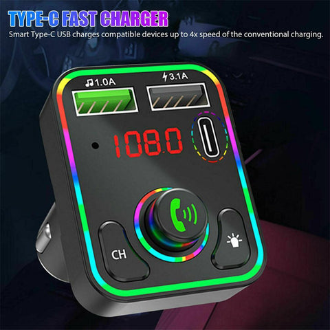 Led Backlight Car Bluetooth-compatible Fm Transmitter Mp3 Tf/u Disk Player Hands-PA00777-Veeddydropshipping