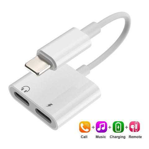 Dual Lighting Audio Adapter For IPhone XS MAX XR X 8 Plus 3.5mm Jack Earphone-PA00994-Veeddydropshipping