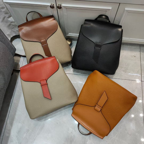 School Book Bag All-match Real Leather Women&#39;s Backpack High-BS00040-Veeddydropshipping