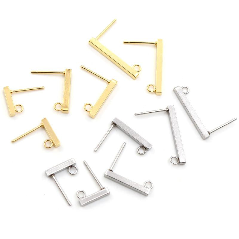 Stainless Steel Earring Bar Tube Stud Earrings DIY Jewelry Making -JW01568-Veeddydropshipping