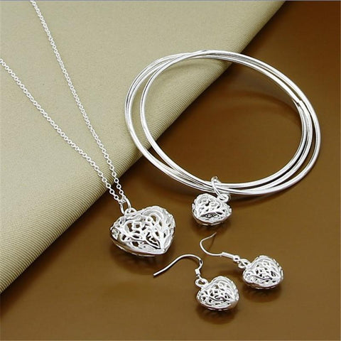 925 Sterling Silver Snake Chain Jewelry Sets Necklace Earrings Sets- JW00267-Veeddydropshipping