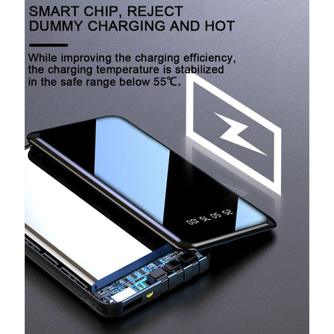 10000mAh Mobile Power Bank Full Screen 3USB Portable Outdoor Emergency Fast Charging External Battery