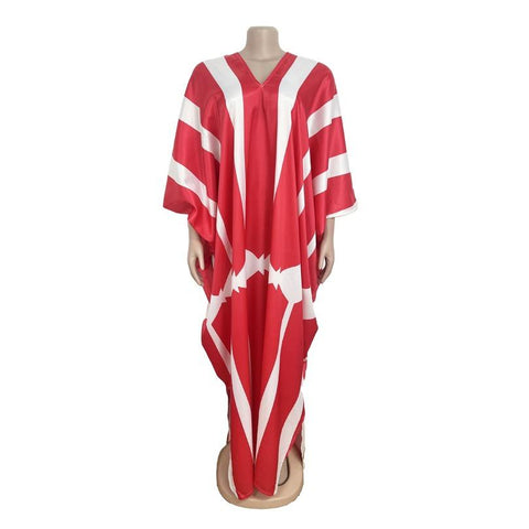 Fashion  African Women V-neck Long Dress-WF01704-Veeddydropshipping