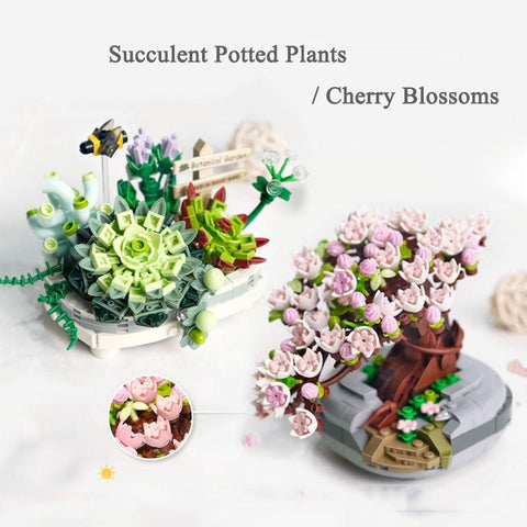 Mini Bouquet Building Blocks Flowers Succulent Cherry Blossom Bonsai 3D Model-TB01475-Veeddydropshipping