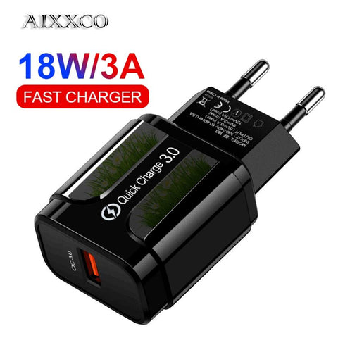 AIXXCO 5V 2A EU Plug LED Light 2 USB Adapter Mobile Phone Wall PD Charger Charger Fast Charger-PA00361-Veeddydropshipping