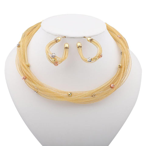 Gold Colour Jewelry Sets Anniversary Accessories Gift -JW00346-Veeddydropshipping