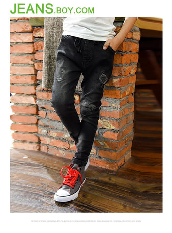 Boys pants spring autumn black jeans kids casual trousers boys jeans-TB01272-Veeddydropshipping