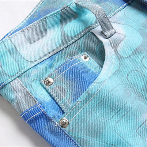 Digital Print Cotton Trousers Light Blue Medium-MF00639-Veeddydropshipping