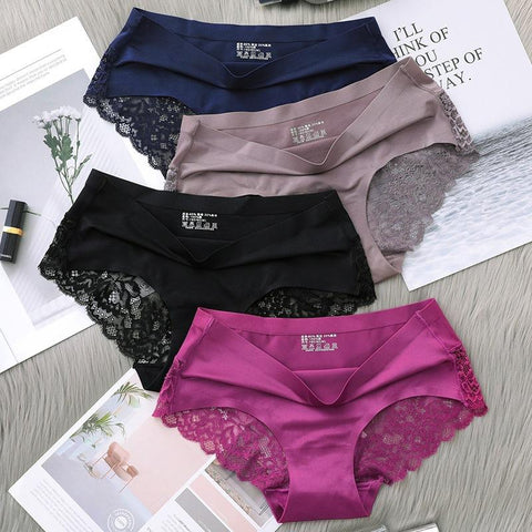 Sexy Women Underwear Lace Ice Silk Panties-WF00850-Veeddydropshipping