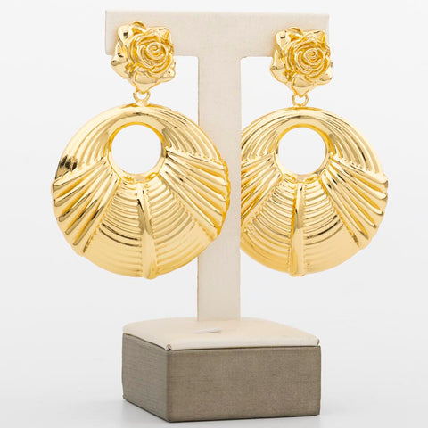 18k Gold Plated Jewelry Set  Earrings and Pendant Set -JW00305-Veeddydropshipping